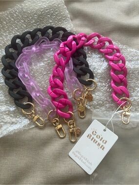 The Gold Blush Chunky Chain Bag Chain/Strapn Hot Pink, Lavender & Black 18inchs